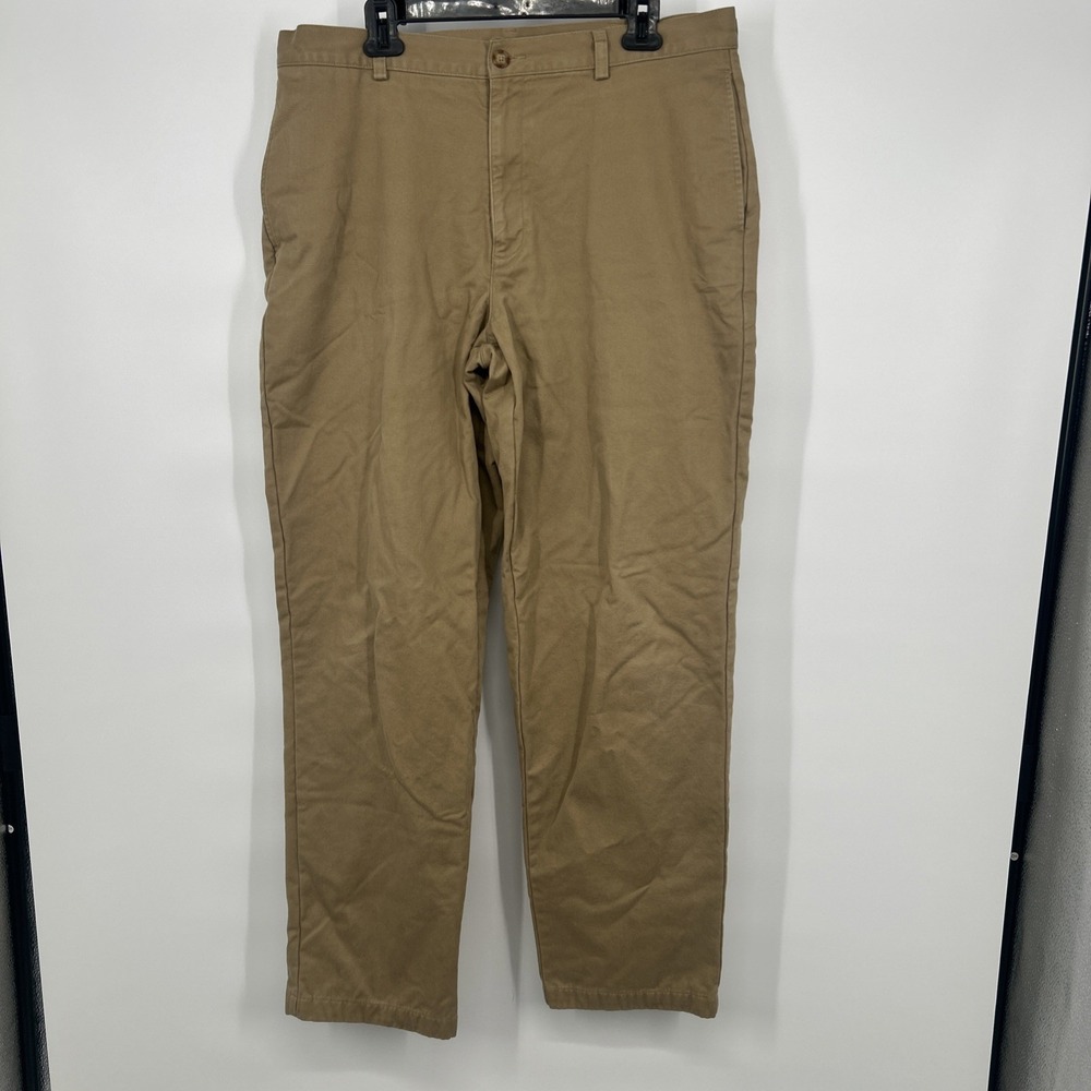 LL Bean Mens Khaki Pants 36x34 Flannel Lined Tan Natural Fit